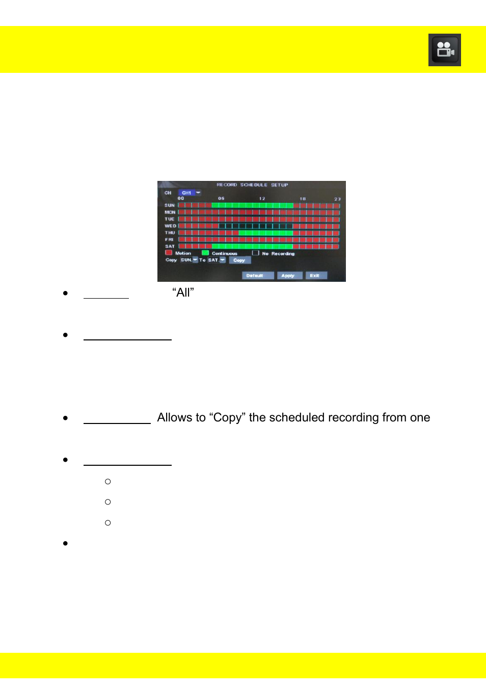 Chapter 13 record functions menu | Night Owl LTE-44500 User Manual | Page 43 / 126