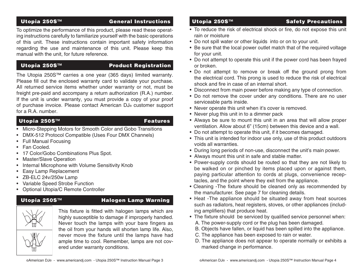 American DJ Utopia 250S User Manual | Page 2 / 8