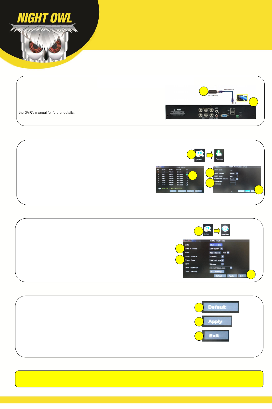 Basic quick setup guide, Lte, sta, and bul series security kits | Night Owl LTE-DVR4-5GB quick start User Manual | Page 2 / 2