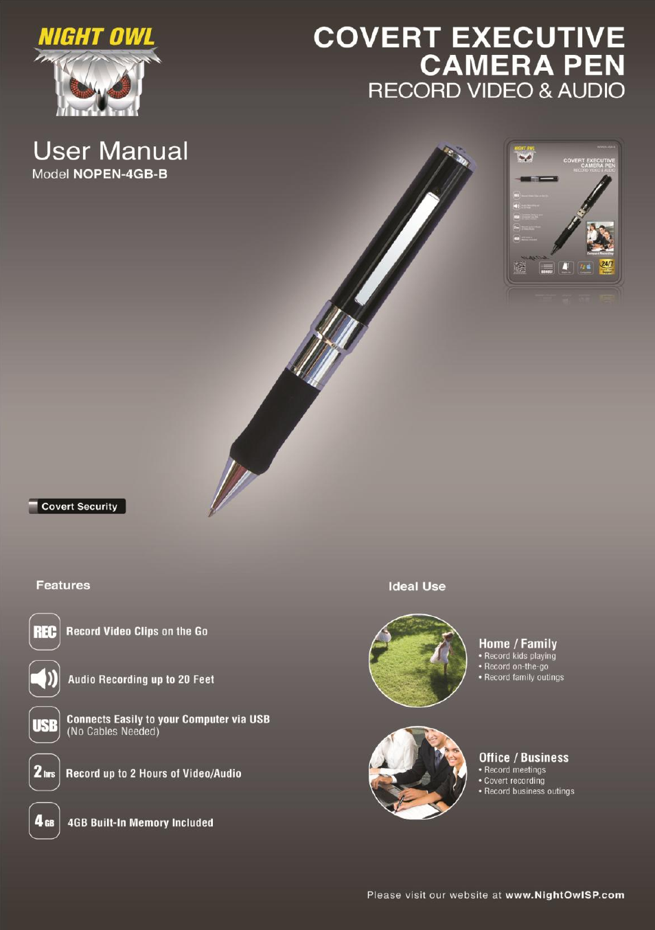 Night Owl NOPEN-4GB-B User Manual | 18 pages
