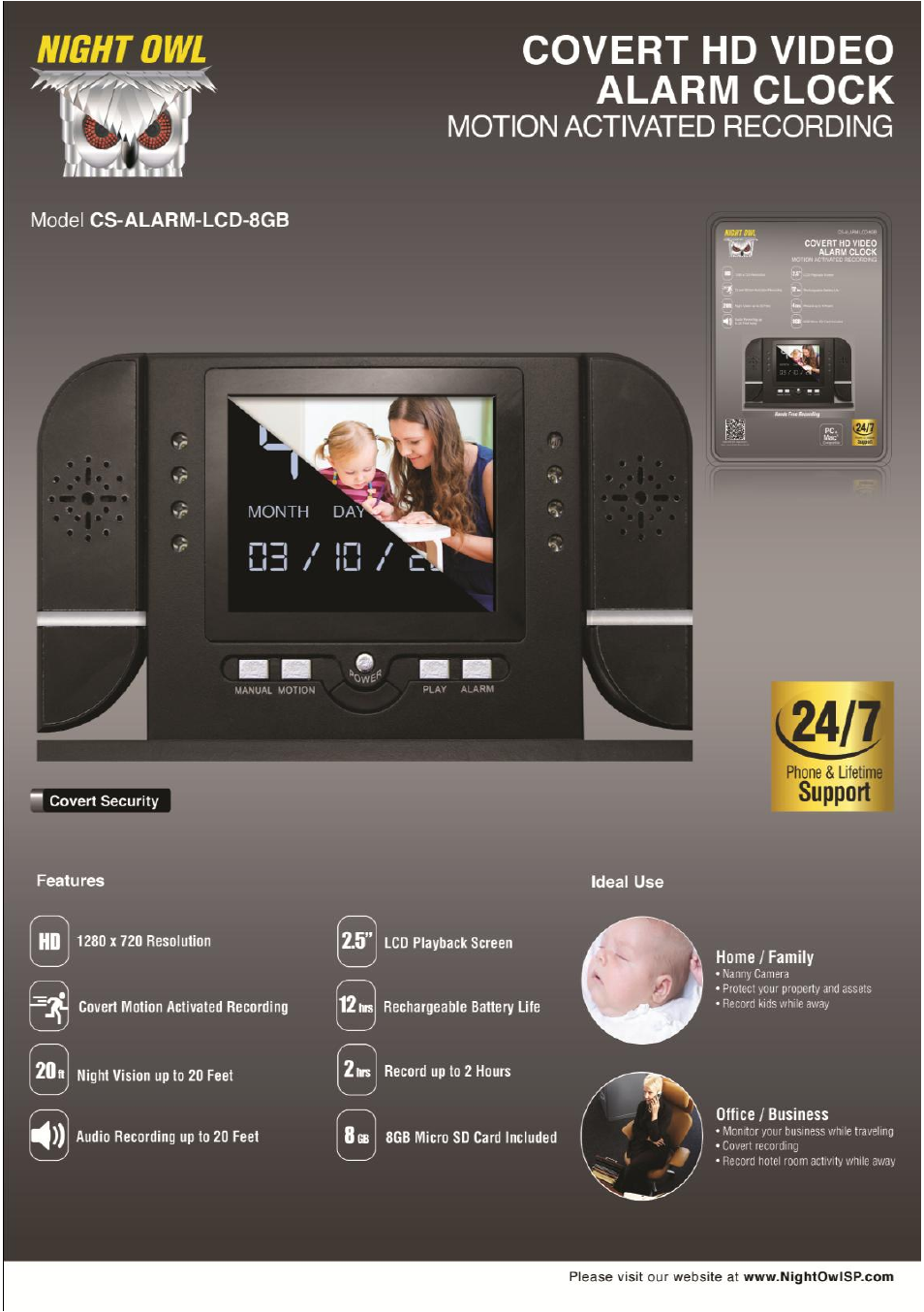 Night Owl CS-Alarm-LCD-8GB User Manual | 20 pages