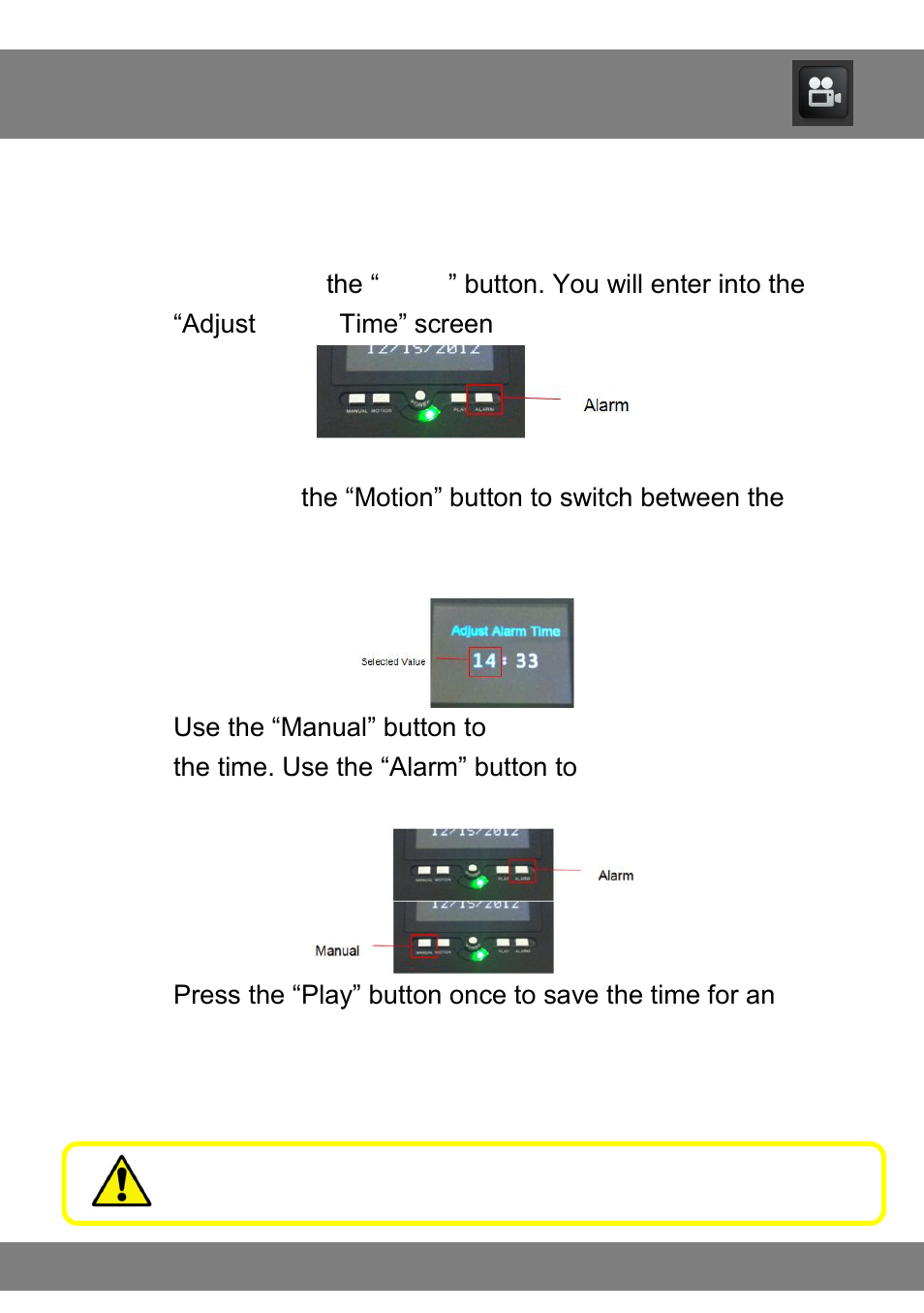 Chapter 8: setting the time for an alarm | Night Owl CS-Alarm-LCD-8GB User Manual | Page 11 / 20