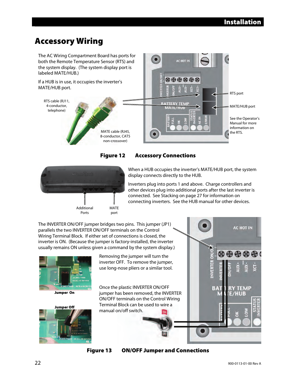Accessory wiring, Installation | Outback Power Systems GFX Series Inverter/Charger Installation Manual User Manual | Page 24 / 40