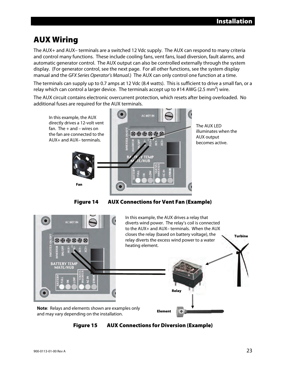 Aux wiring, Installation | Outback Power Systems GFX Series Inverter/Charger Installation Manual User Manual | Page 25 / 40