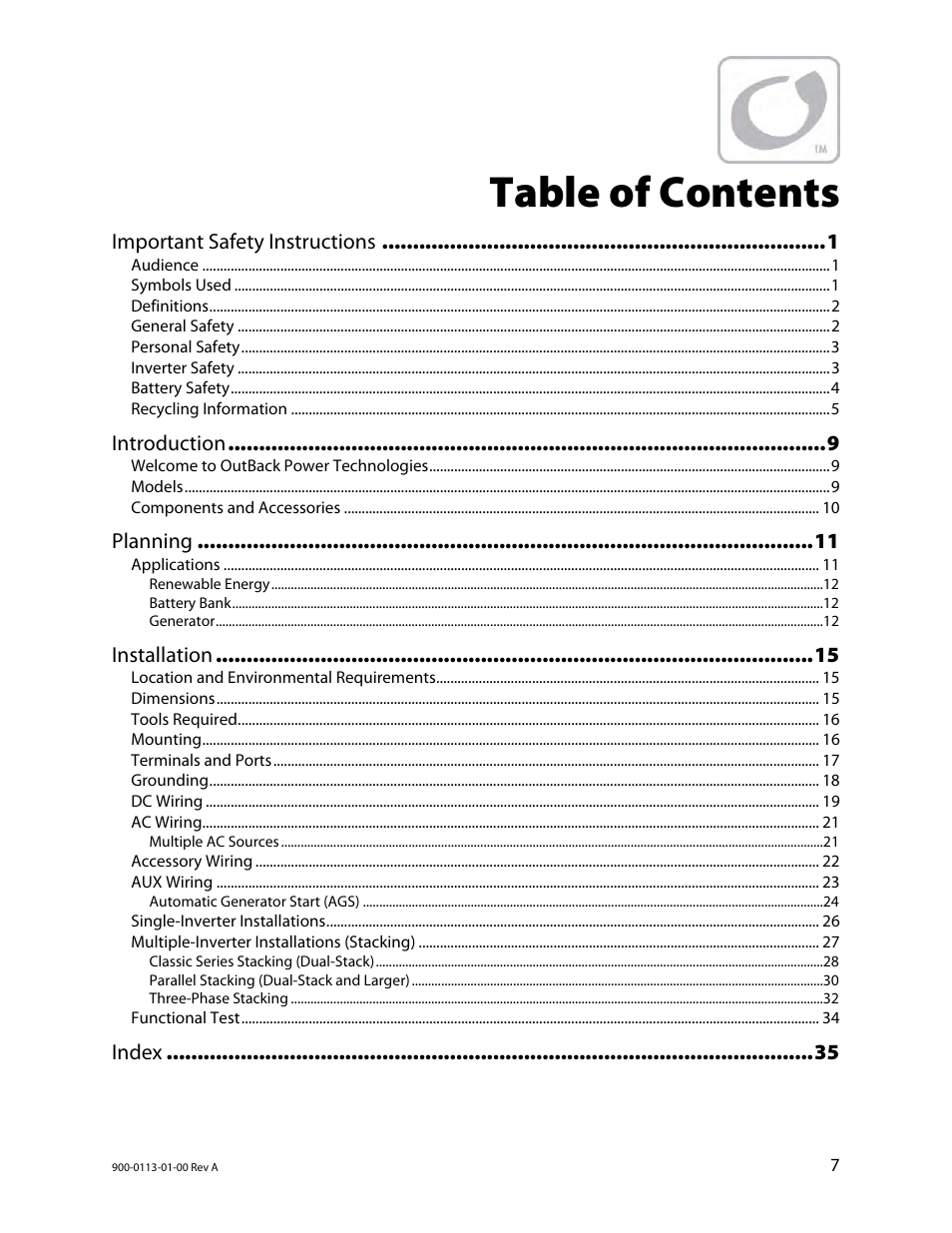 Outback Power Systems GFX Series Inverter/Charger Installation Manual User Manual | Page 9 / 40