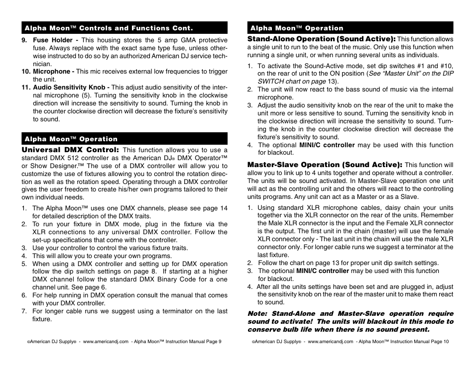 American DJ Alpha Moon User Manual | Page 5 / 8