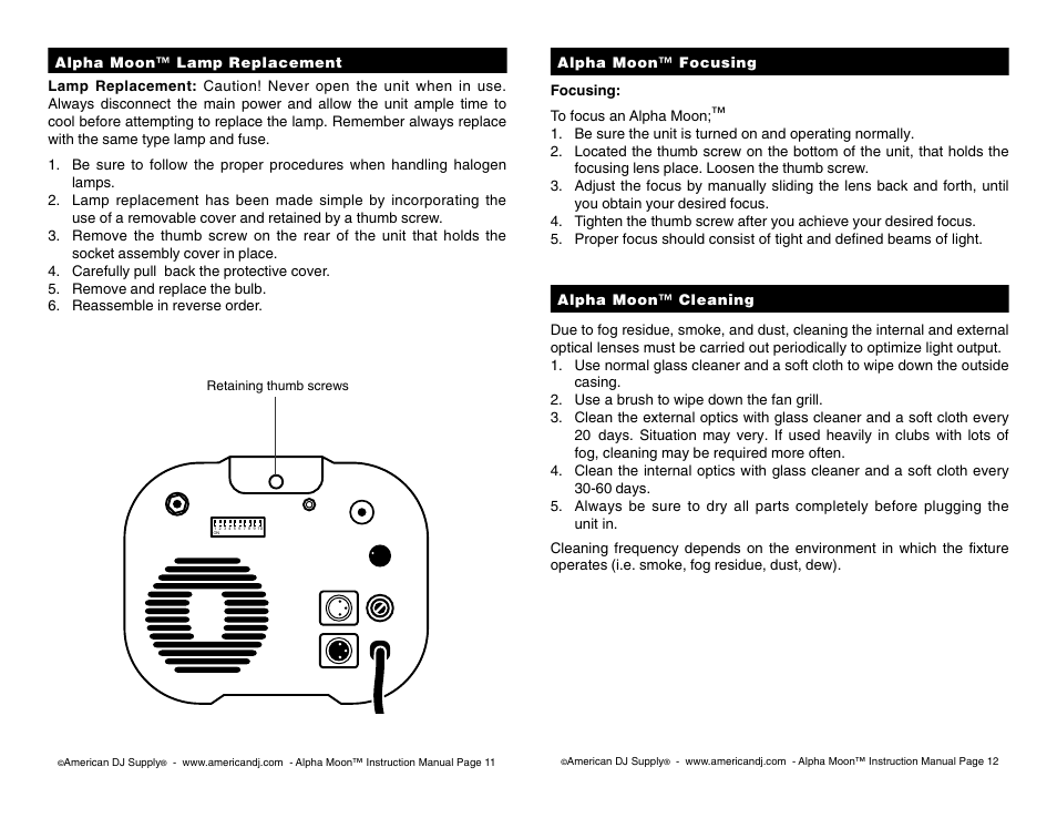 American DJ Alpha Moon User Manual | Page 6 / 8