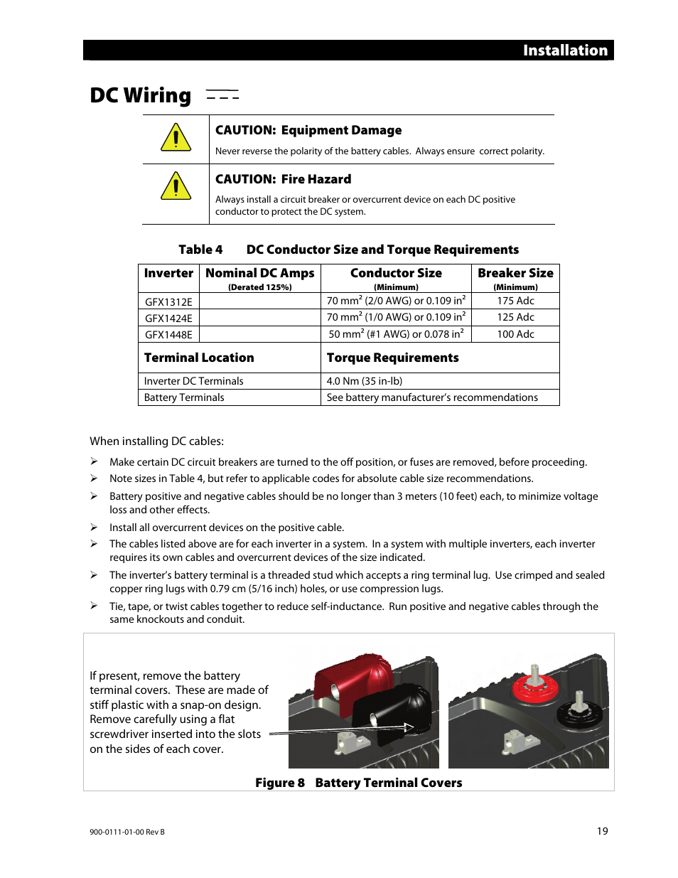 Dc wiring, Installation | Outback Power Systems GFX International Series Installation Manual User Manual | Page 21 / 40