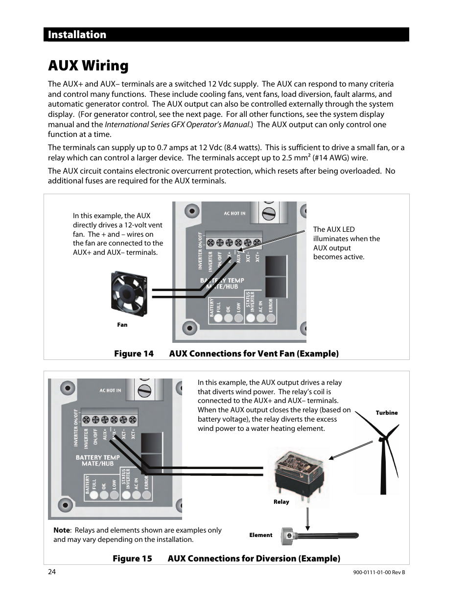 Aux wiring, Installation | Outback Power Systems GFX International Series Installation Manual User Manual | Page 26 / 40