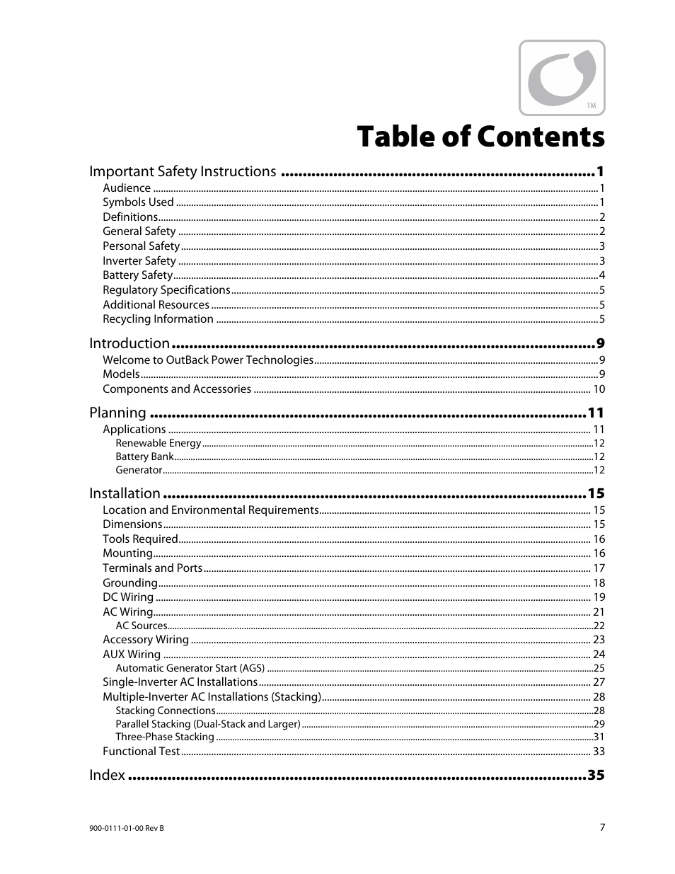 Outback Power Systems GFX International Series Installation Manual User Manual | Page 9 / 40