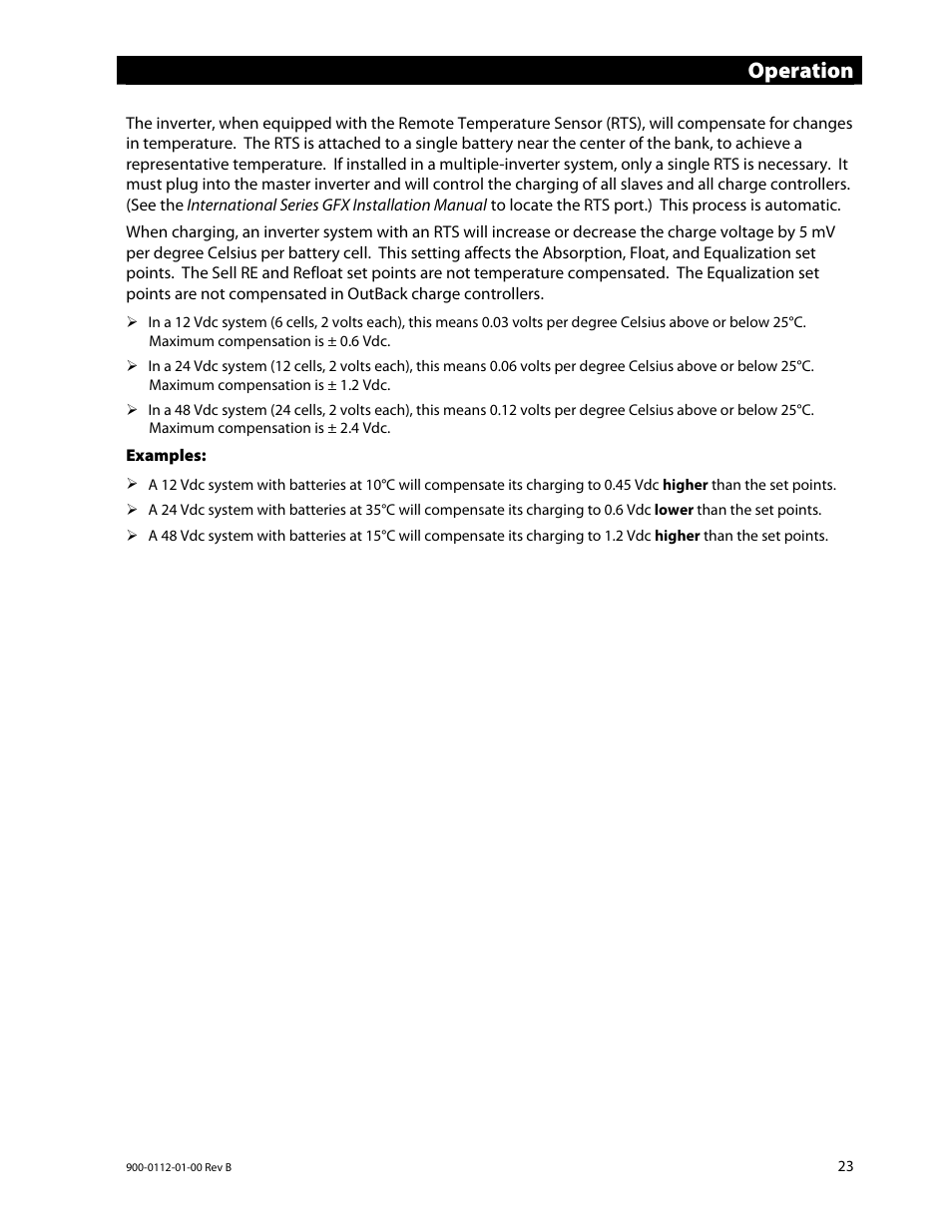 Operation | Outback Power Systems GFX International Series Operators Manual User Manual | Page 25 / 64