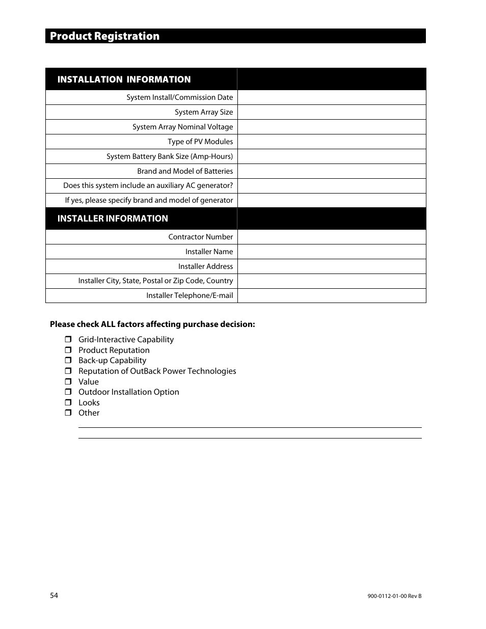 Product registration | Outback Power Systems GFX International Series Operators Manual User Manual | Page 56 / 64