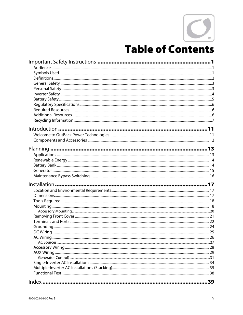 Outback Power Systems GS8048 Installation Manual User Manual | Page 11 / 44