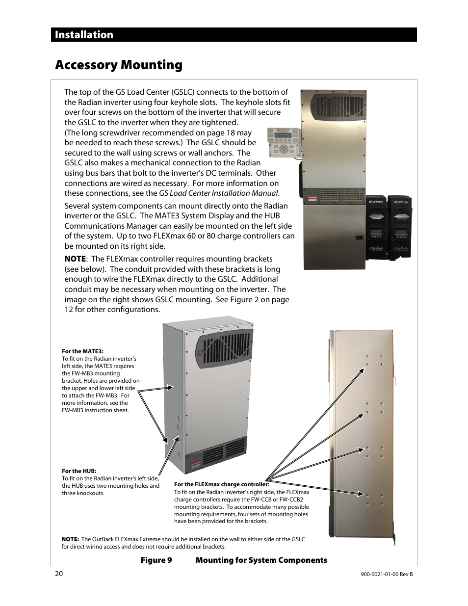 Accessory mounting, Installation | Outback Power Systems GS8048 Installation Manual User Manual | Page 22 / 44