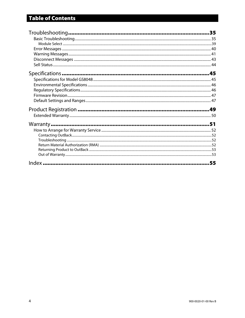 Outback Power Systems GS8048 Operator Manual User Manual | Page 6 / 60