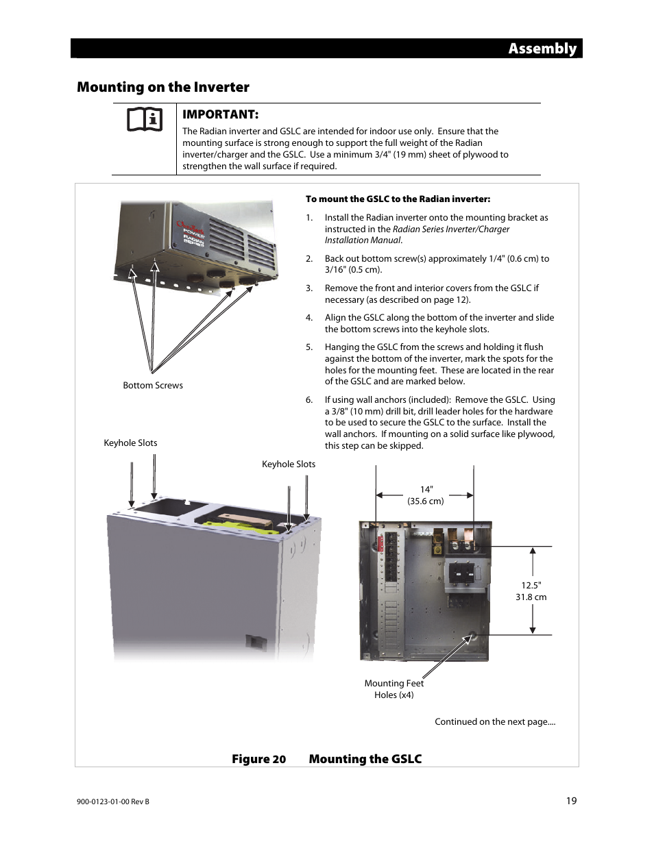 Assembly, Mounting on the inverter | Outback Power Systems GS Load Center Installation Manual User Manual | Page 21 / 48
