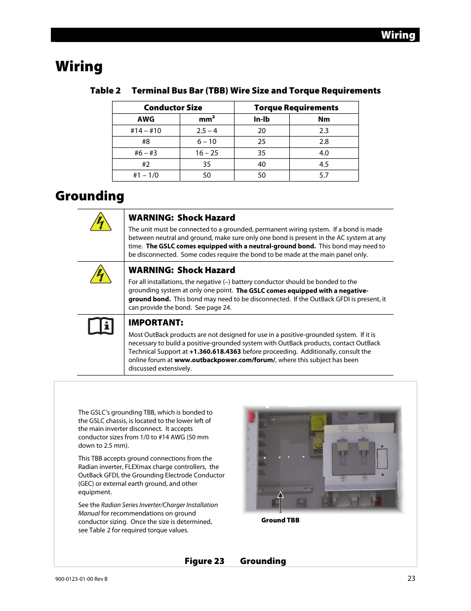 Grounding, Wiring | Outback Power Systems GS Load Center Installation Manual User Manual | Page 25 / 48