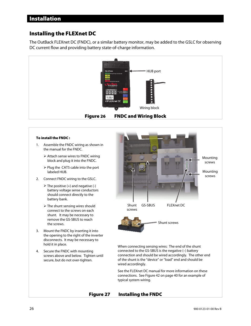 Installation, Installing the flexnet dc | Outback Power Systems GS Load Center Installation Manual User Manual | Page 28 / 48