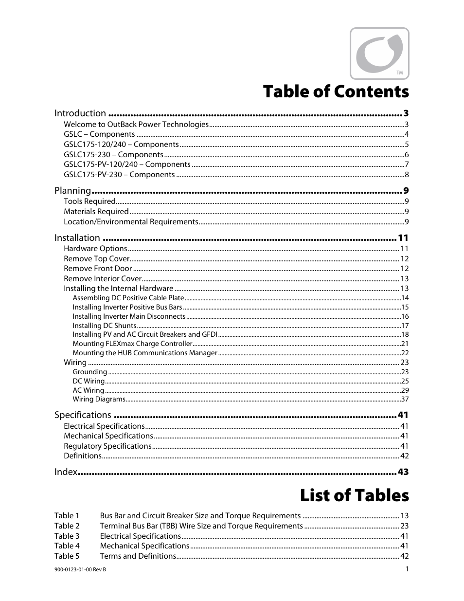 Outback Power Systems GS Load Center Installation Manual User Manual | Page 3 / 48