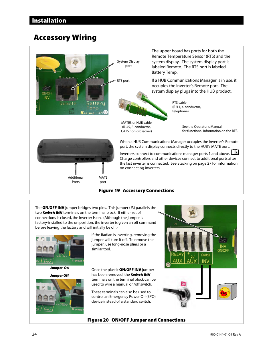 Accessory wiring, Ge 24 f, E 24 | Installation | Outback Power Systems GS3548E Installation Manual User Manual | Page 26 / 48