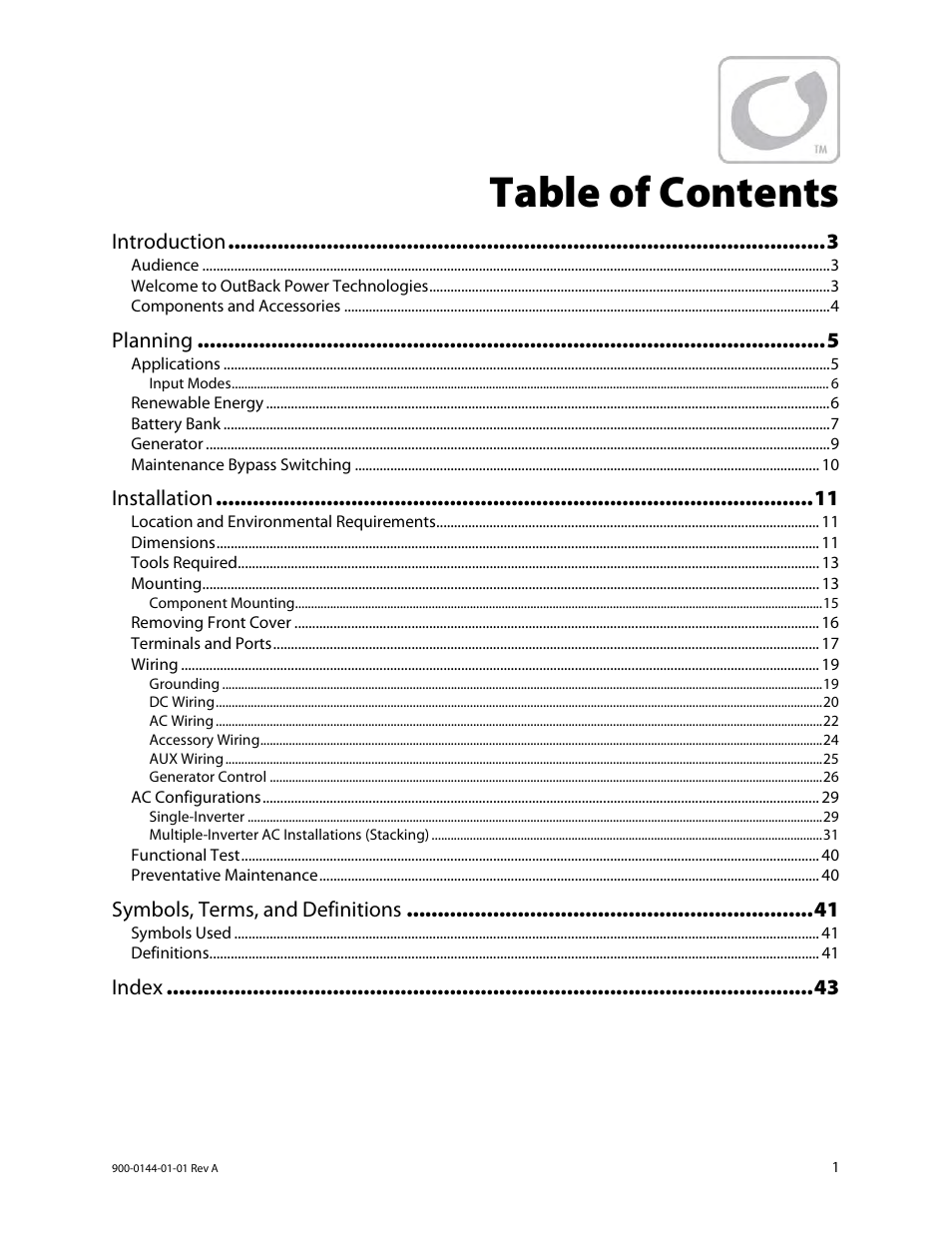 Outback Power Systems GS3548E Installation Manual User Manual | Page 3 / 48