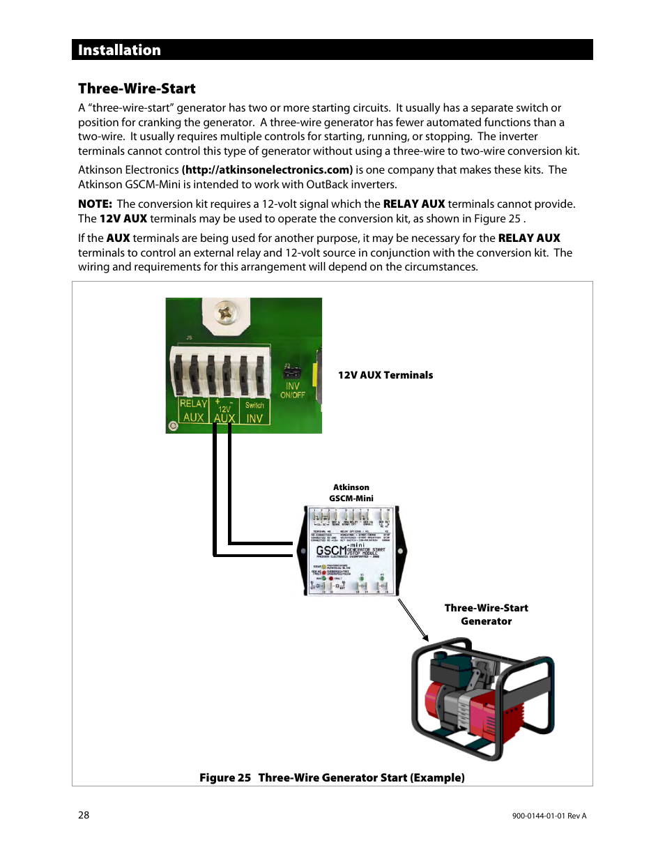 Three-wire-start, D 28.), Installation | Outback Power Systems GS3548E Installation Manual User Manual | Page 30 / 48