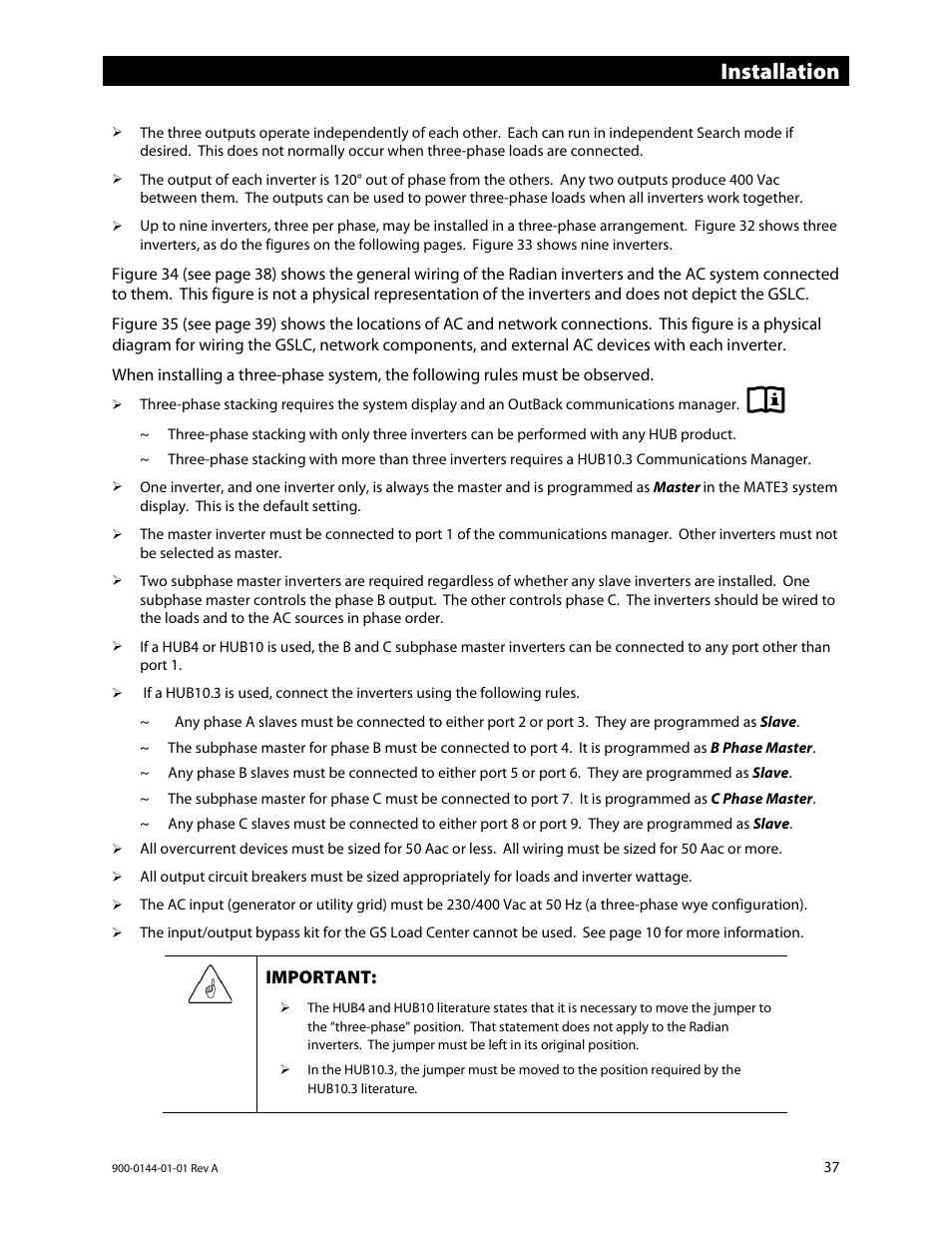 Installation | Outback Power Systems GS3548E Installation Manual User Manual | Page 39 / 48