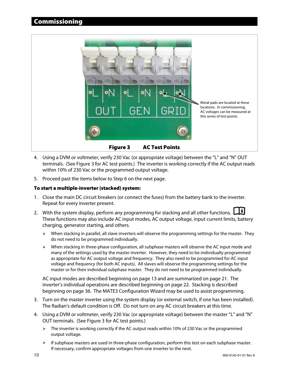 Commissioning | Outback Power Systems GS3548E Operators Manual User Manual | Page 12 / 76