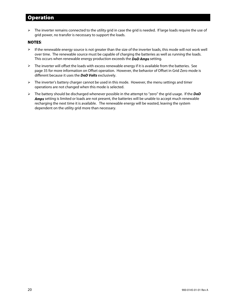 Operation | Outback Power Systems GS3548E Operators Manual User Manual | Page 22 / 76