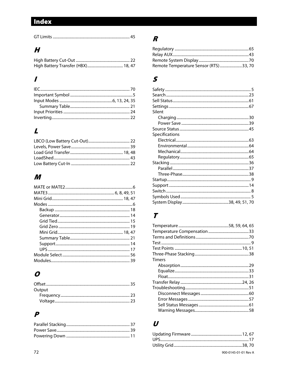 Outback Power Systems GS3548E Operators Manual User Manual | Page 74 / 76