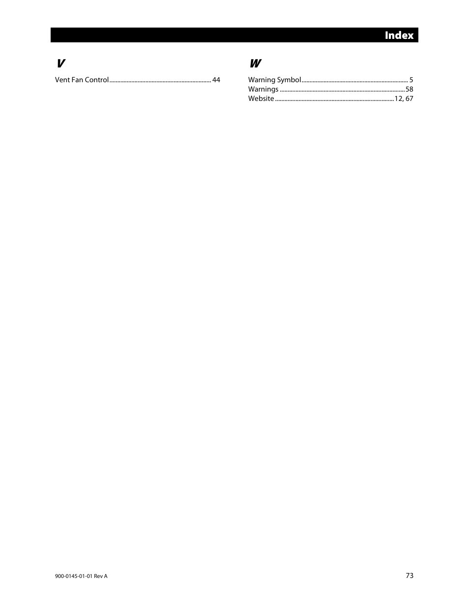 Index | Outback Power Systems GS3548E Operators Manual User Manual | Page 75 / 76