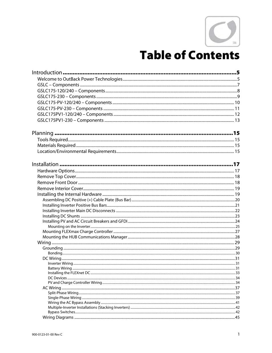 Outback Power Systems GS Load Center Installation Manual User Manual | Page 3 / 60