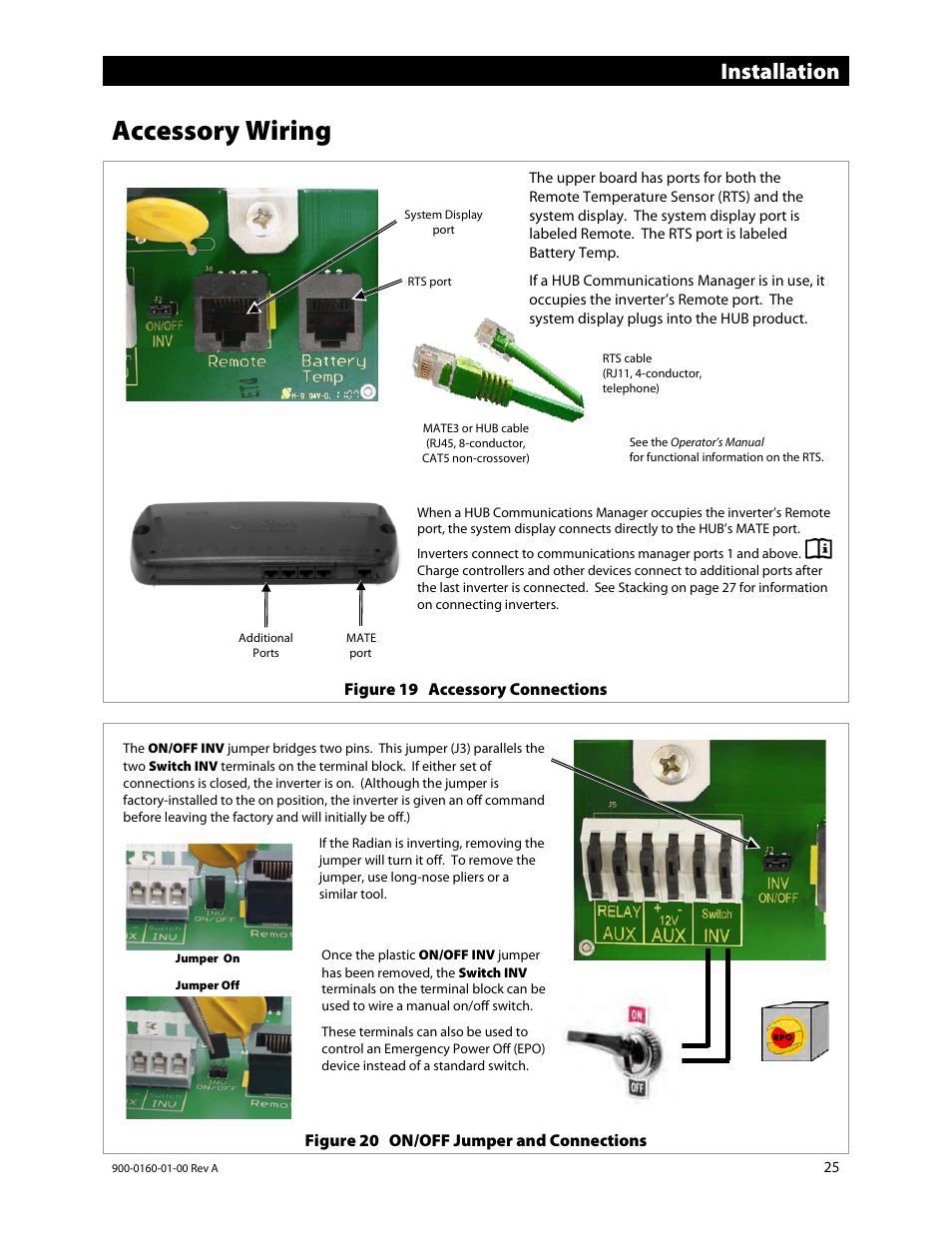 Accessory wiring, Ge 25 f, E 25 | Installation | Outback Power Systems GS4048A Installation Manual User Manual | Page 27 / 48