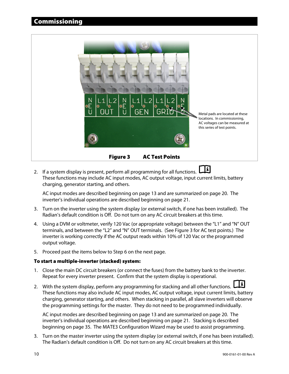 Commissioning | Outback Power Systems GS4048A Operators Manual User Manual | Page 12 / 76