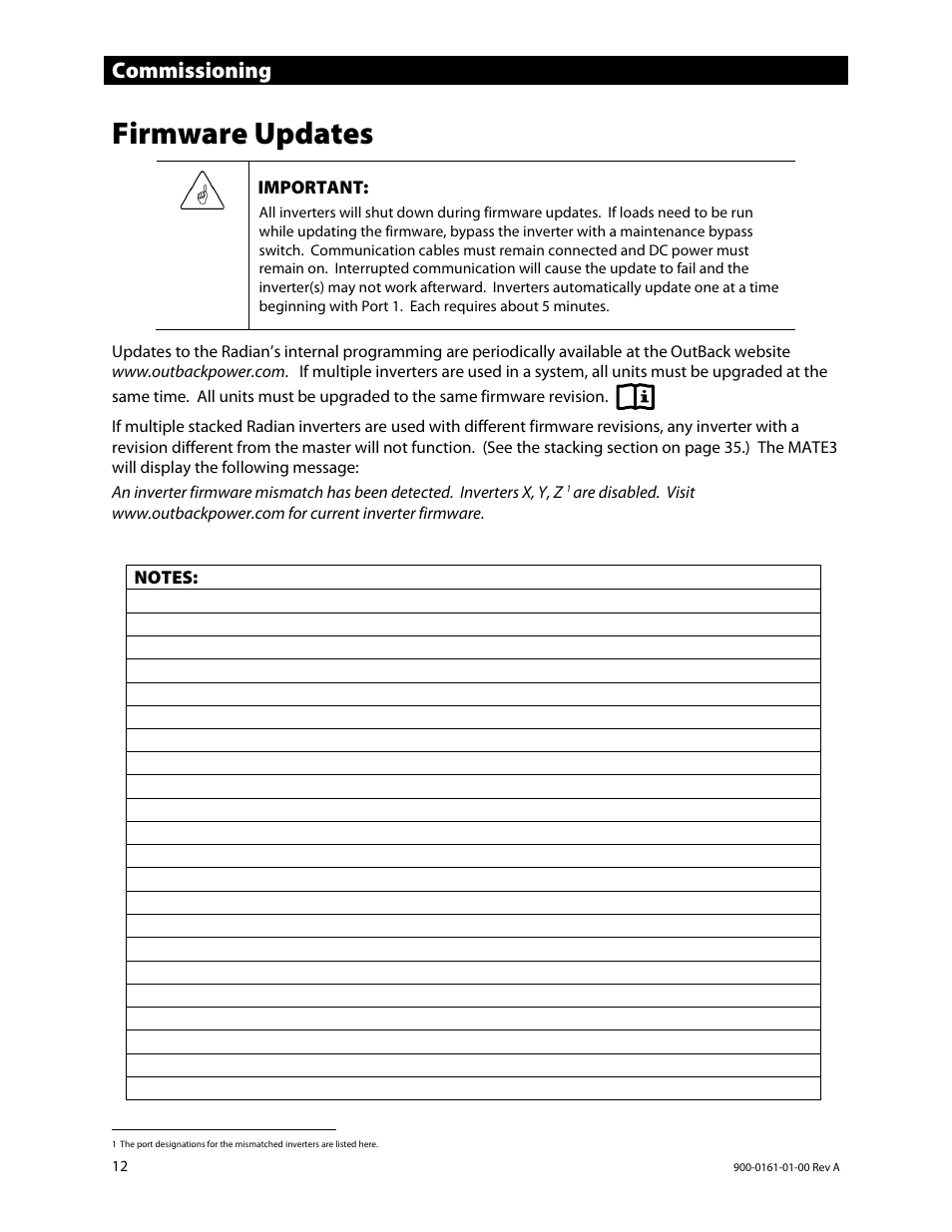 Firmware updates, Commissioning | Outback Power Systems GS4048A Operators Manual User Manual | Page 14 / 76