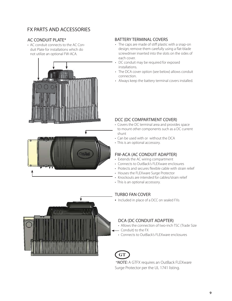 Fx parts and accessories | Outback Power Systems FX Series Installation Manual User Manual | Page 11 / 60