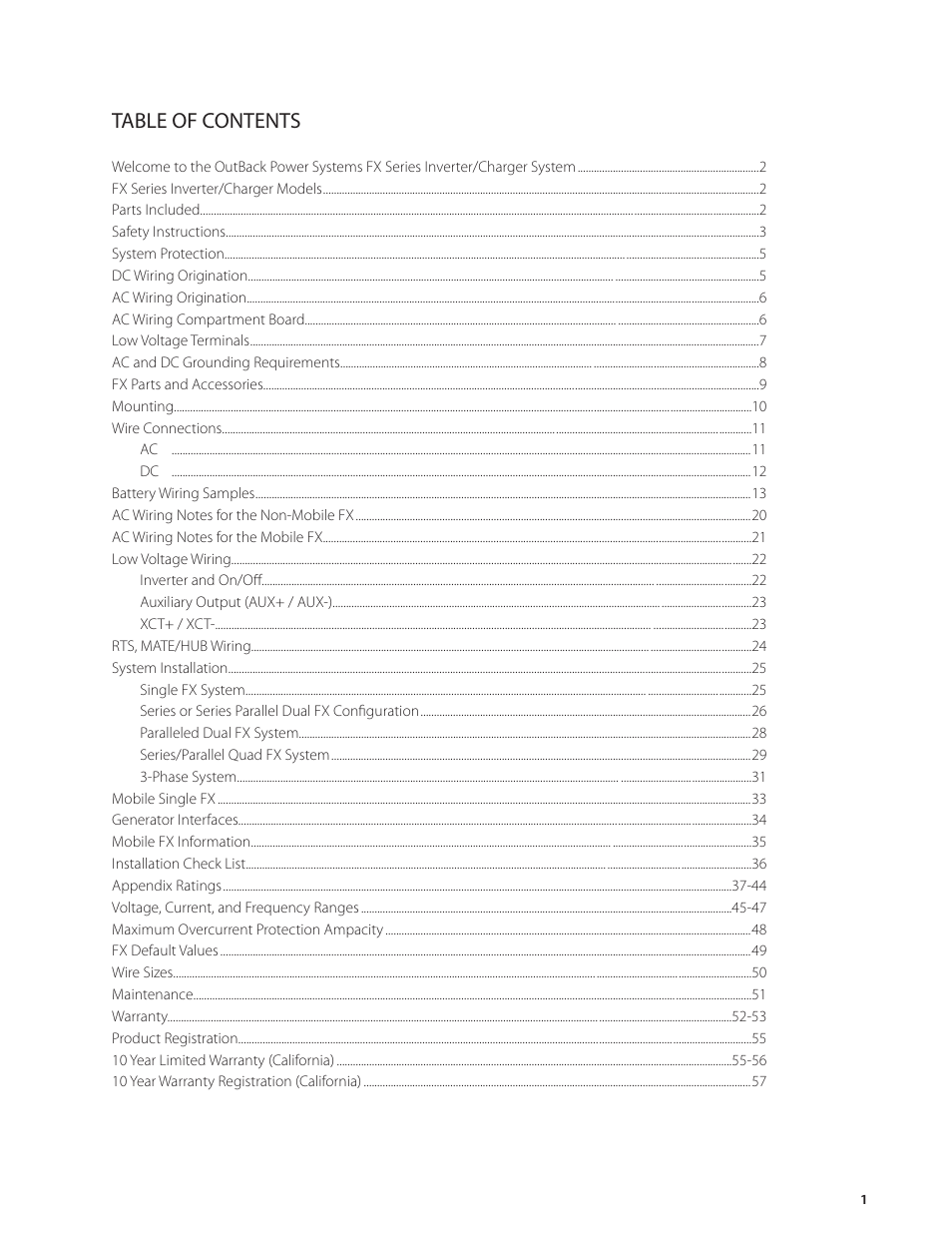 Outback Power Systems FX Series Installation Manual User Manual | Page 3 / 60