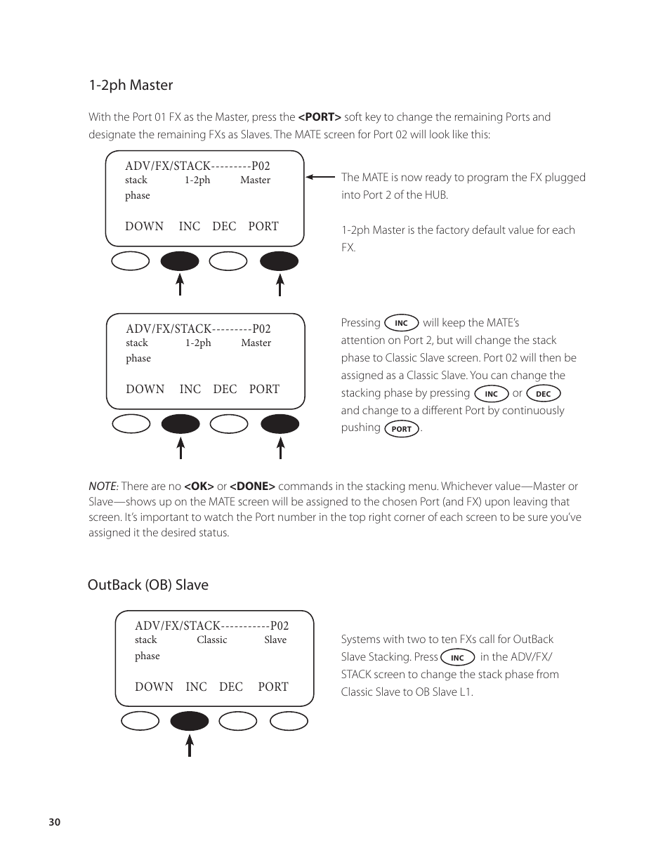 2ph master, Outback (ob) slave | Outback Power Systems VFX Series Programming Manual User Manual | Page 31 / 59