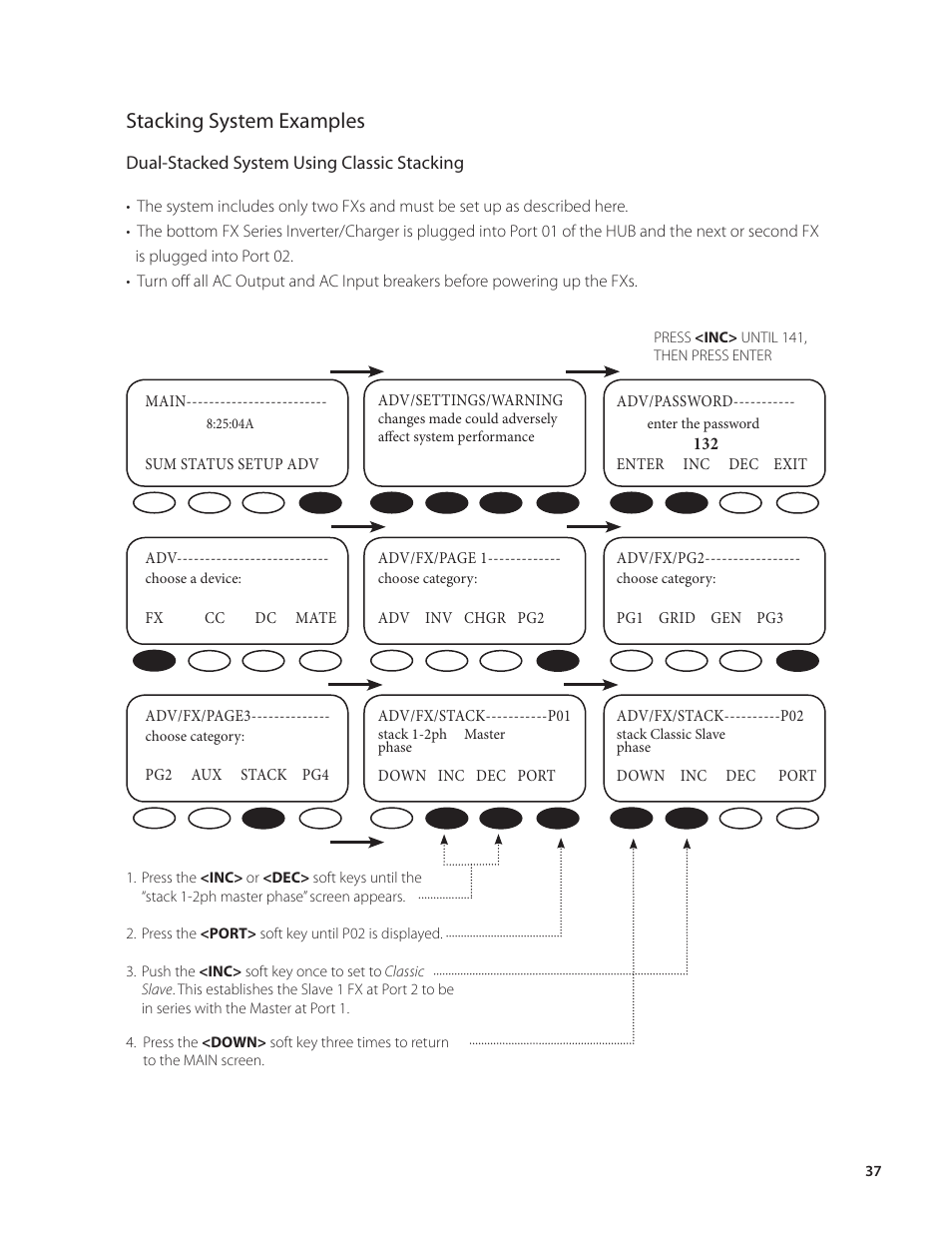 Stacking system examples | Outback Power Systems VFX Series Programming Manual User Manual | Page 38 / 59