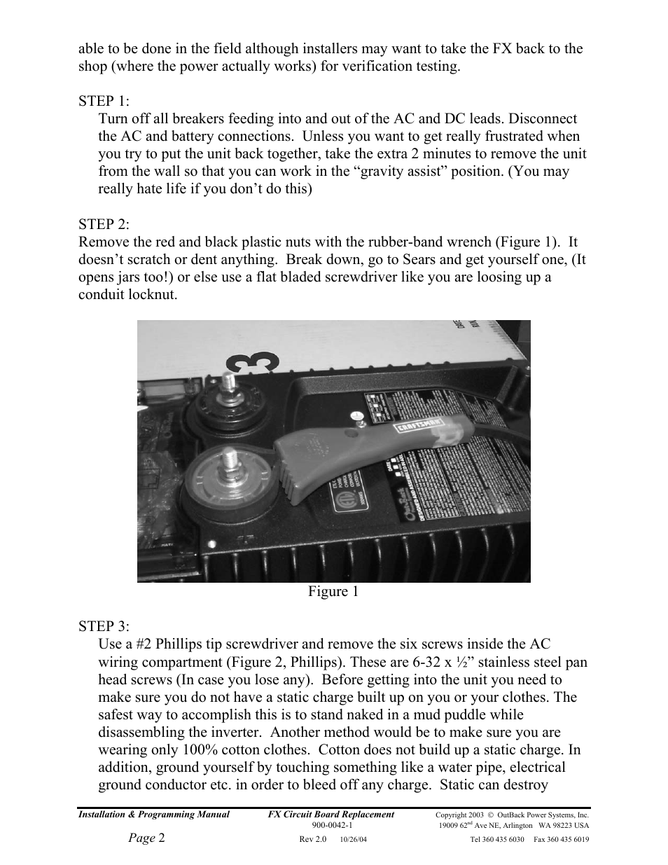 Outback Power Systems FX Series Circuit Board Replacement Instruction User Manual | Page 2 / 9