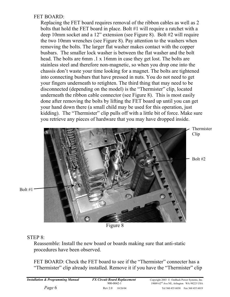 Outback Power Systems FX Series Circuit Board Replacement Instruction User Manual | Page 6 / 9