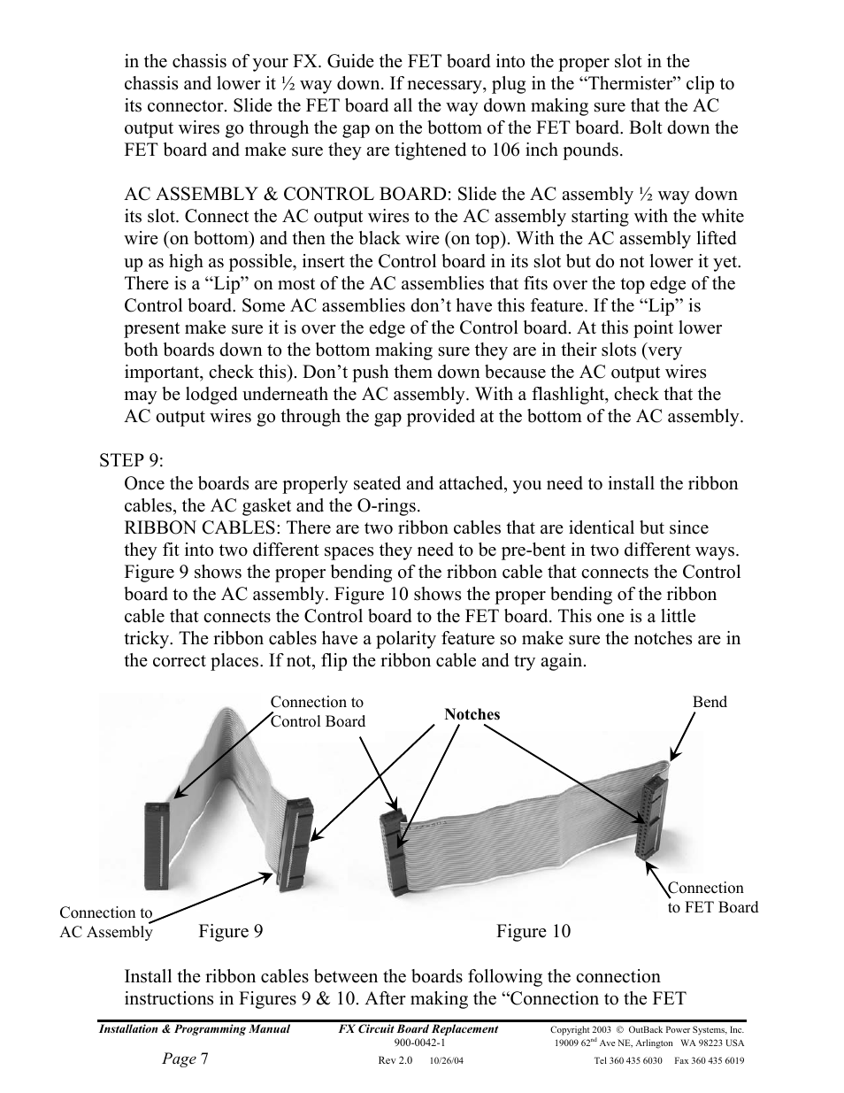 Outback Power Systems FX Series Circuit Board Replacement Instruction User Manual | Page 7 / 9