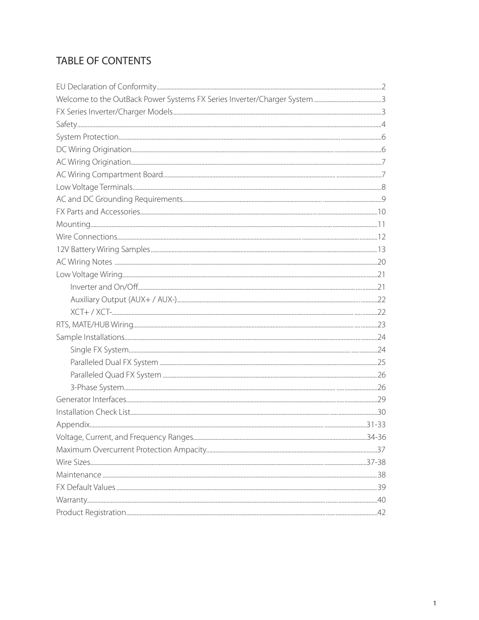 Outback Power Systems VFX Series International Installation Manual User Manual | Page 3 / 47
