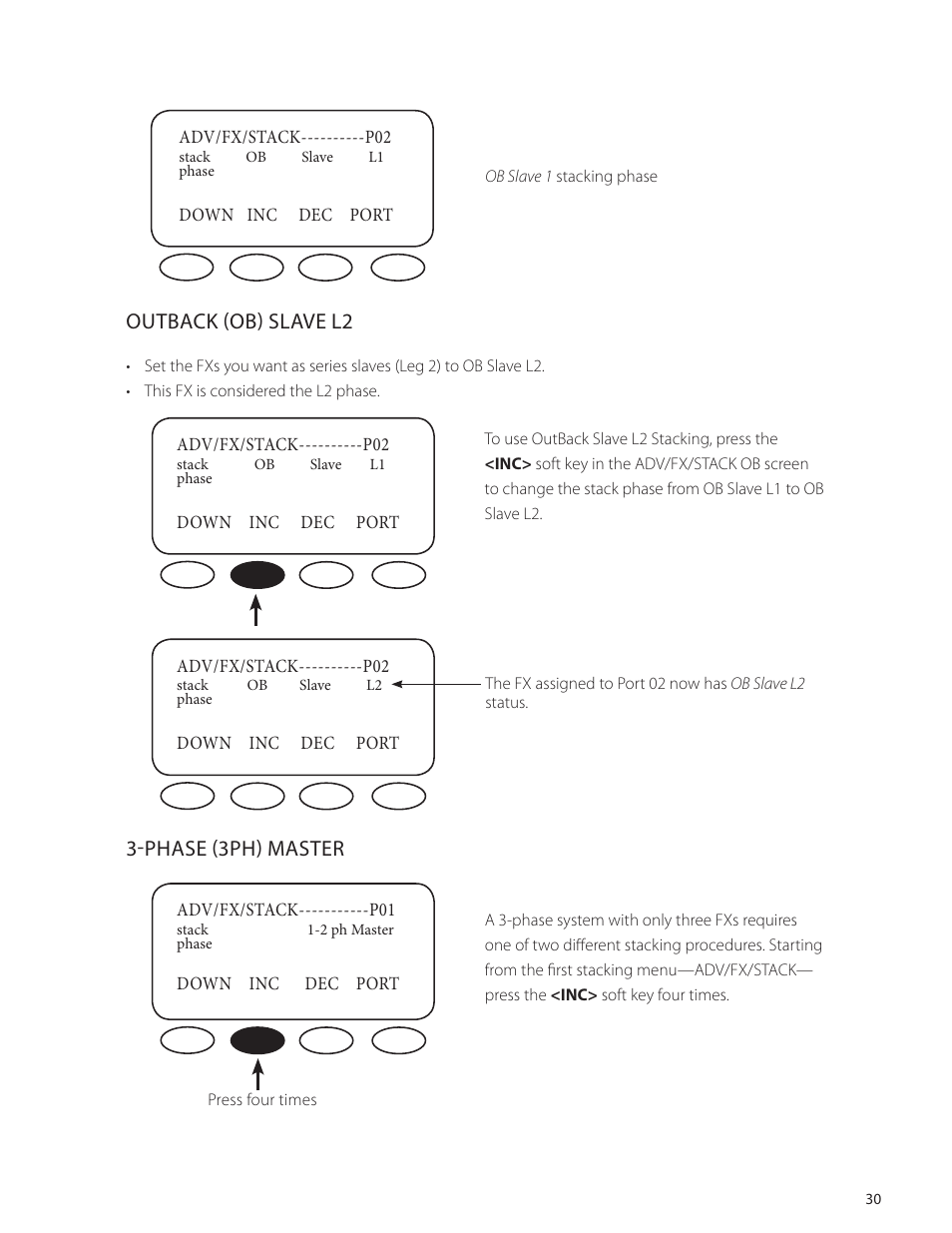 Outback (ob) slave l2, Phase (3ph) master | Outback Power Systems VFX Series International Programming Manual User Manual | Page 31 / 56