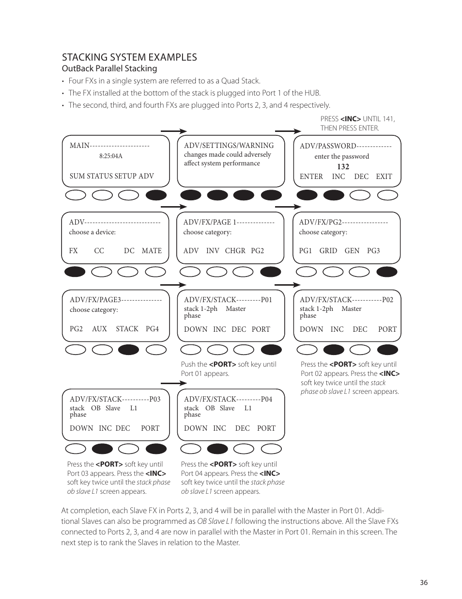 Stacking system examples | Outback Power Systems VFX Series International Programming Manual User Manual | Page 37 / 56