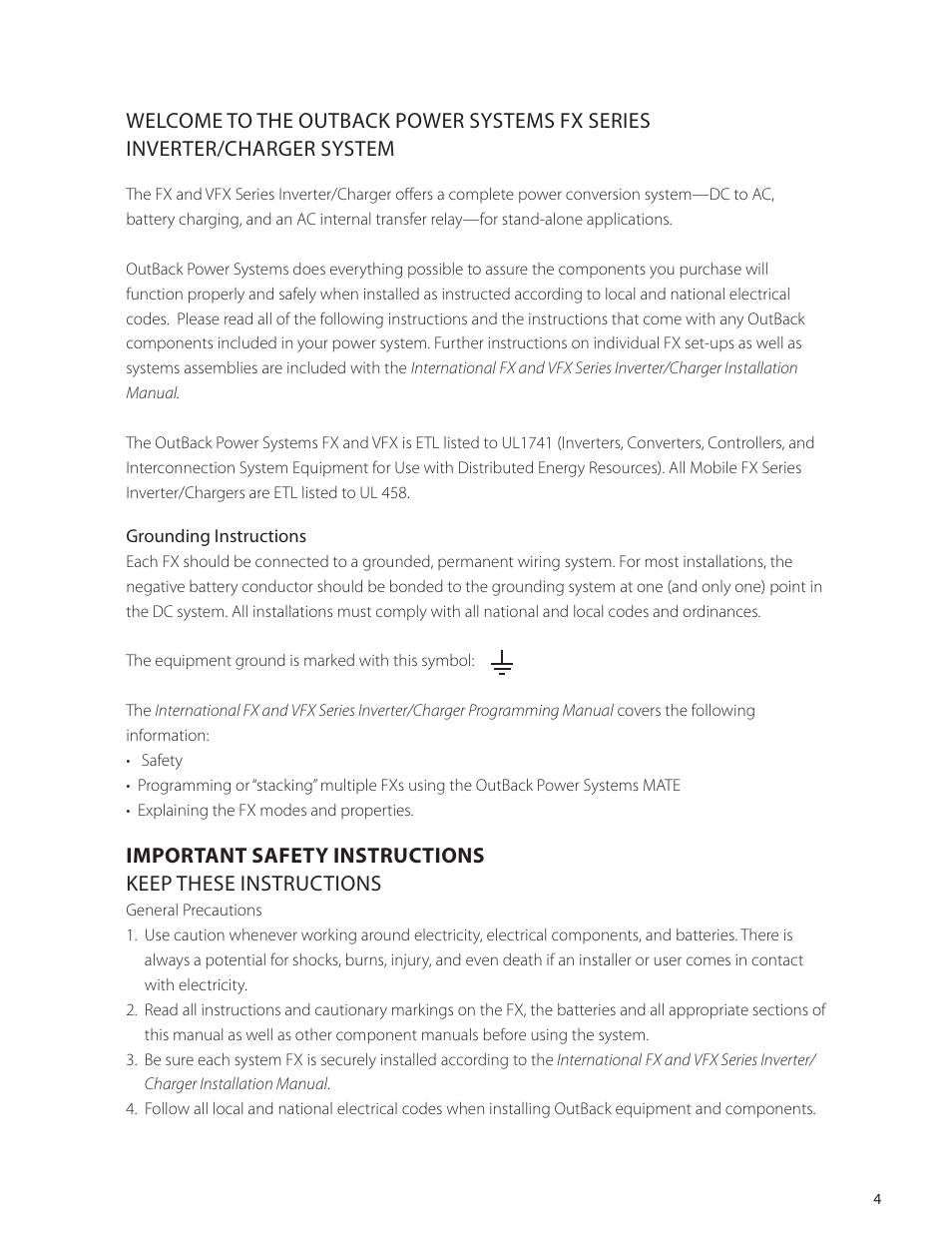 Outback Power Systems VFX Series International Programming Manual User Manual | Page 5 / 56