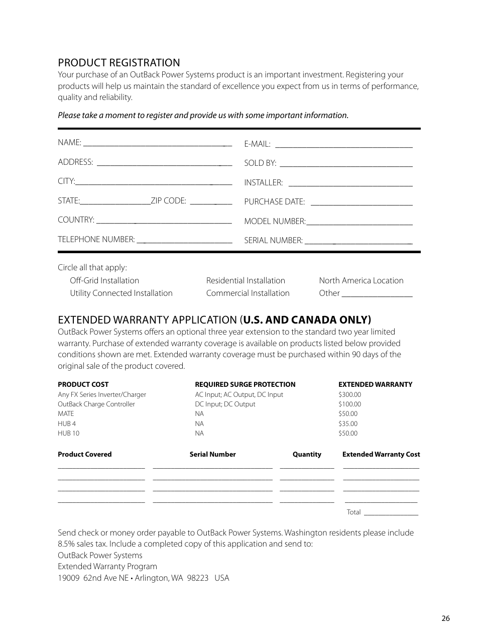 Product registration | Outback Power Systems GVFX Series Inverter/Charger Programing Manual User Manual | Page 27 / 32