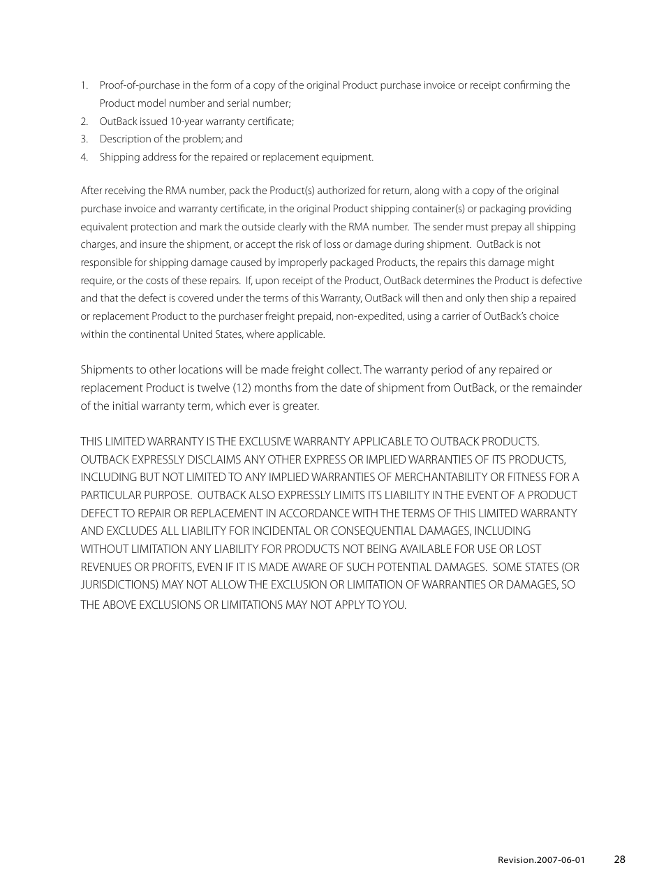 Outback Power Systems GVFX Series Inverter/Charger Programing Manual User Manual | Page 29 / 32