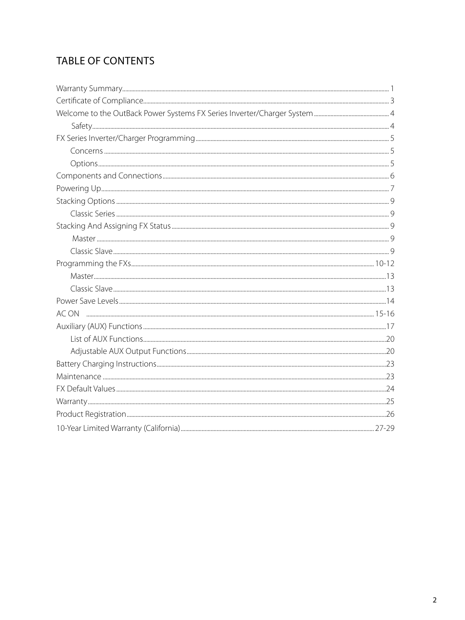 Outback Power Systems GVFX Series Inverter/Charger Programing Manual User Manual | Page 3 / 32