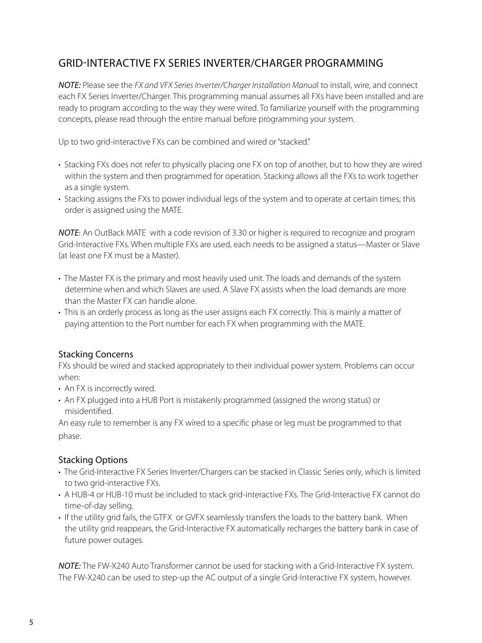 Outback Power Systems GVFX Series Inverter/Charger Programing Manual User Manual | Page 6 / 32